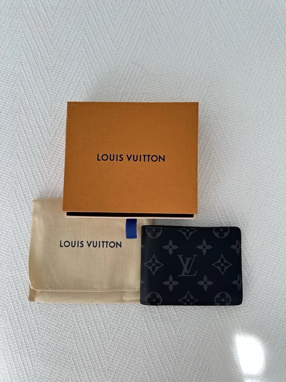 Louis Vuitton Black Monogram Bifold Men’s Wallet Credit Card Folding w/Box
